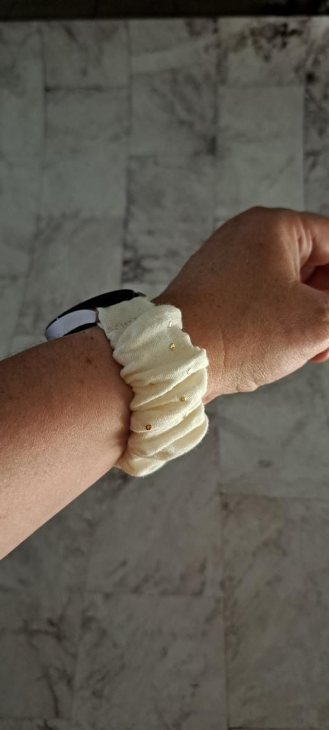 Bracelet chouchou pour montre gaze crème