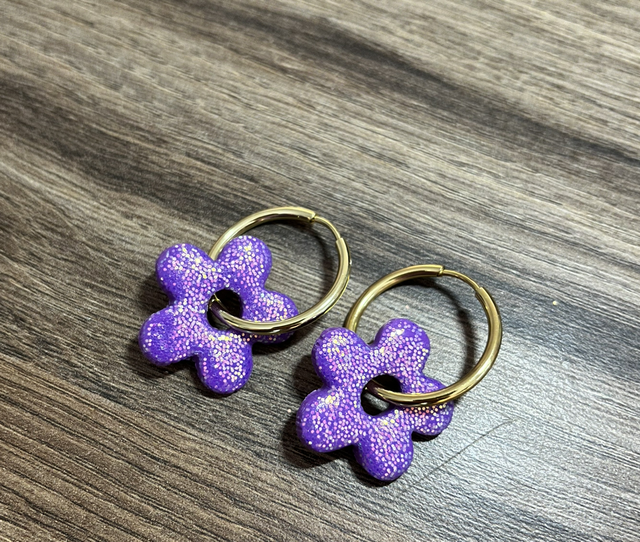 Pampilles violettes pailletées