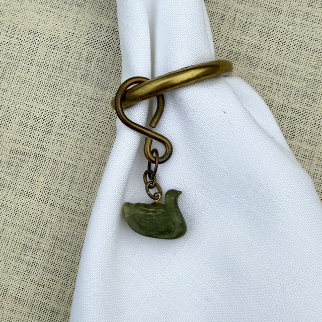 Messing servetring met waterhoentje