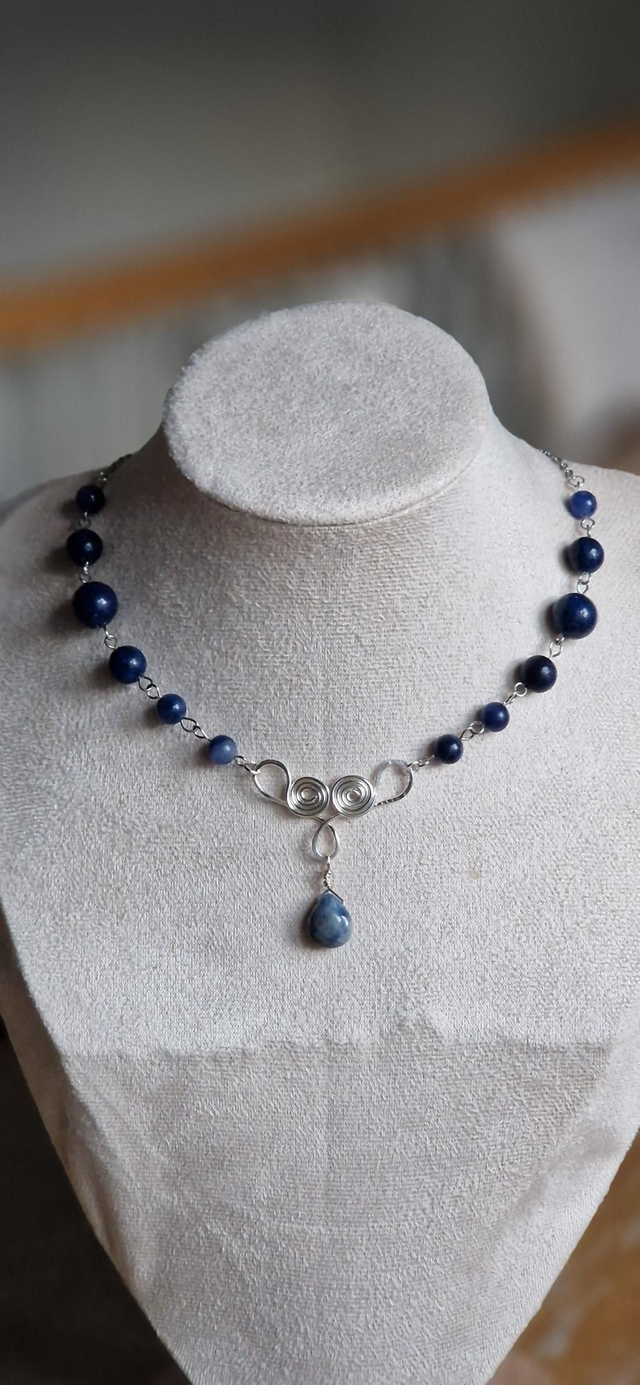 Choker mit Lapislazuli silberfarben 