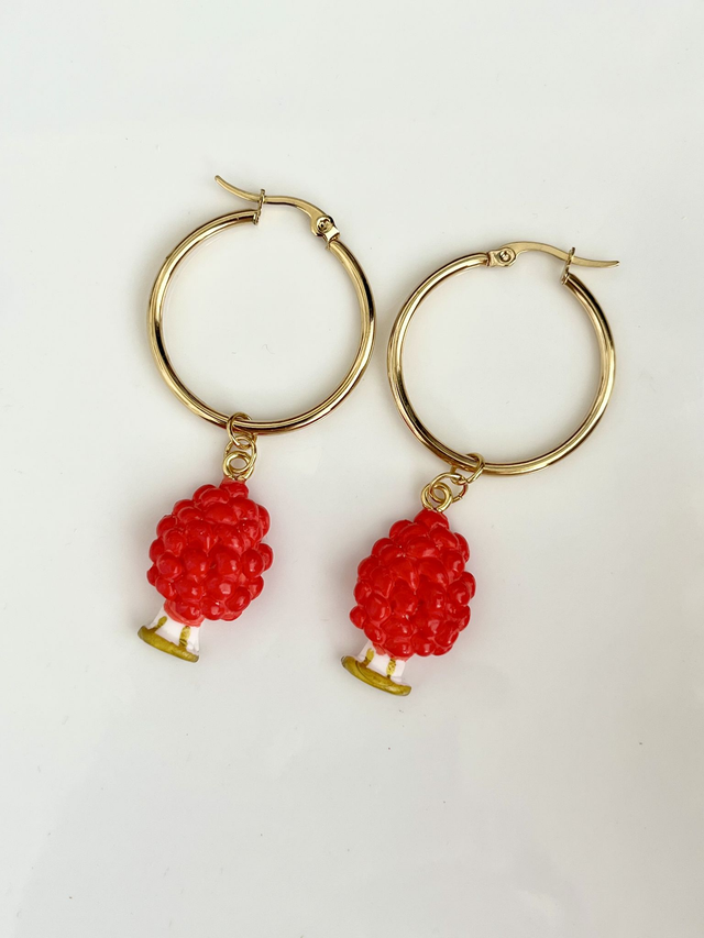 Orecchini a Cerchio con Pigne Siciliane - Rosso