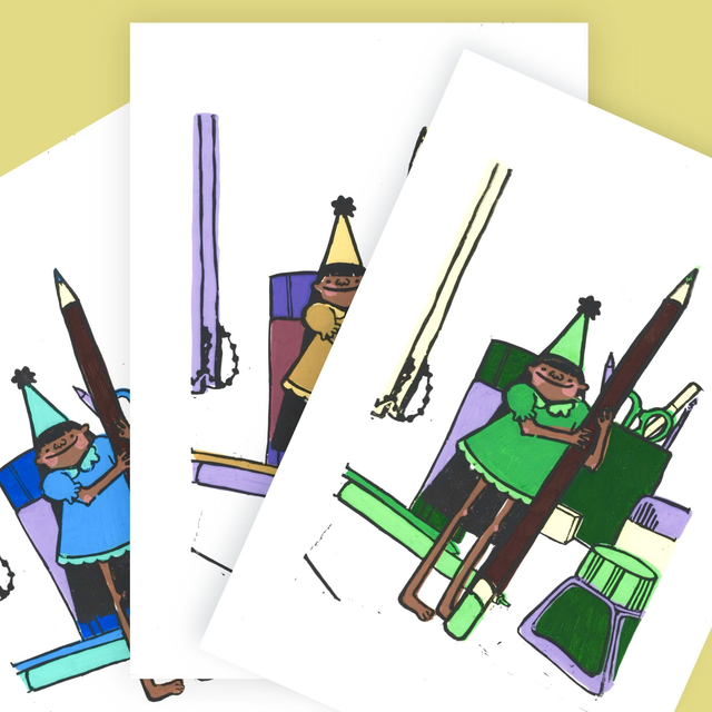 Penny's Pencil Linoprint - Mixed Colours