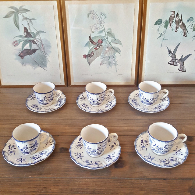 X Tasses Sarreguemines Lancaster avec sous tasses (lot de 6)