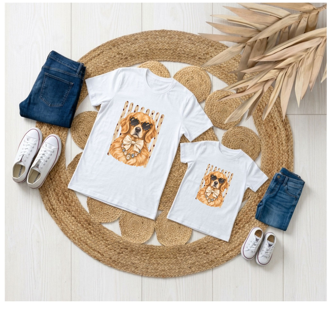 T-shirt chien stylé – Collection Matchy_ Golden Retriever