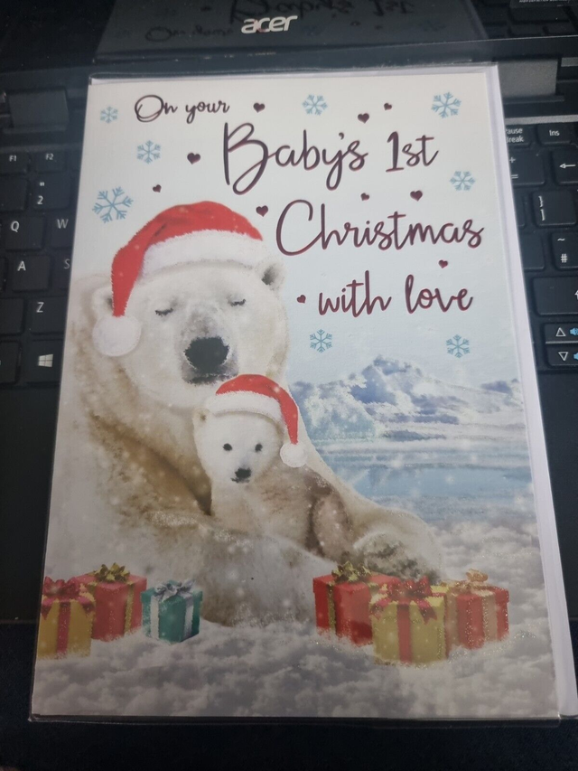 Baby's 1st Christmas With Love Medium Card 15x25cm (6x9inches)