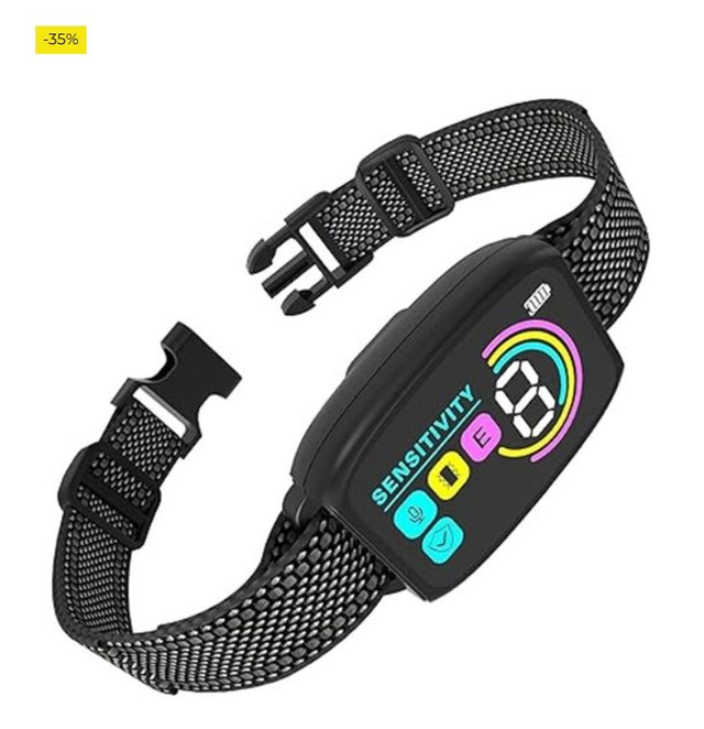 Meloive Collar Antiladridos Automático para Perros,Detección Inteligente de Ladridos,Sensibilidad Ajustables,Resistente al Agua  