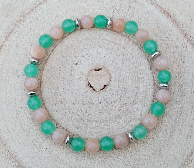 Aventurine Verte et Pierre de Lune Rose 