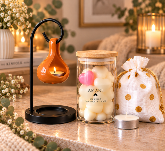 Teardrop Hanging Wax Burner Orange Gift Set