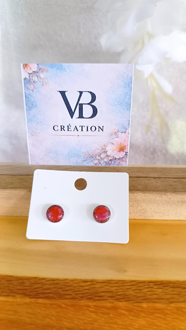 Puces argentées rouges 8mm