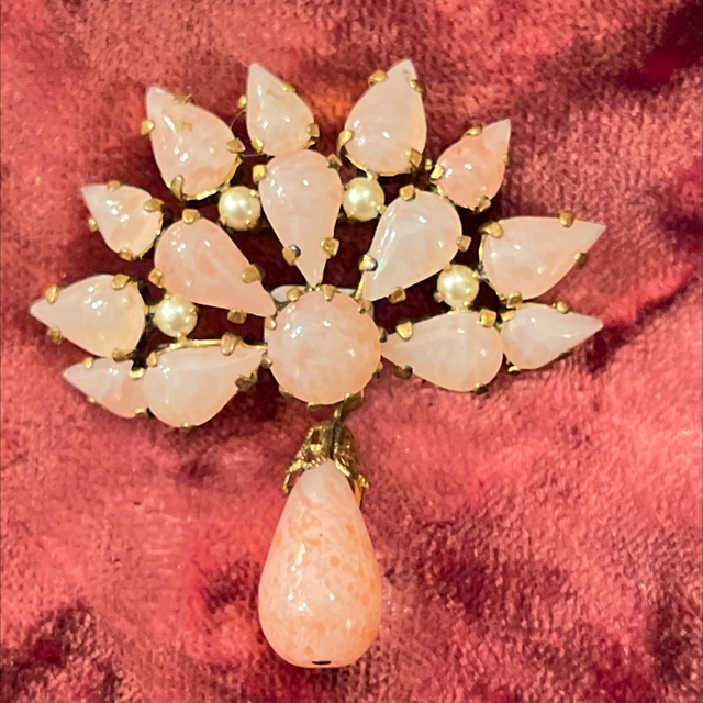 Italienische vintage Brosche Opalglas 