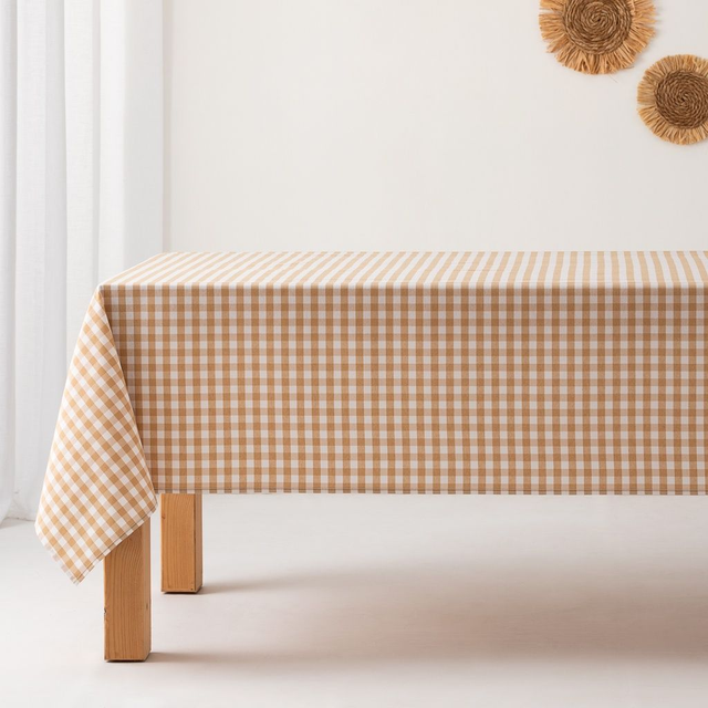 Mantel antimanchas vichy beige