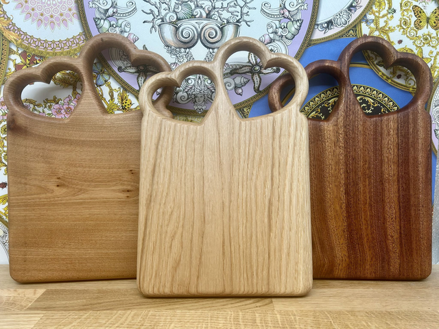 Solid Oak Double Heart Handle Board