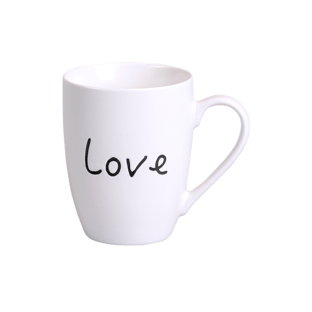 Dekor-Tasse „Love“ aus weißem Porzellan 