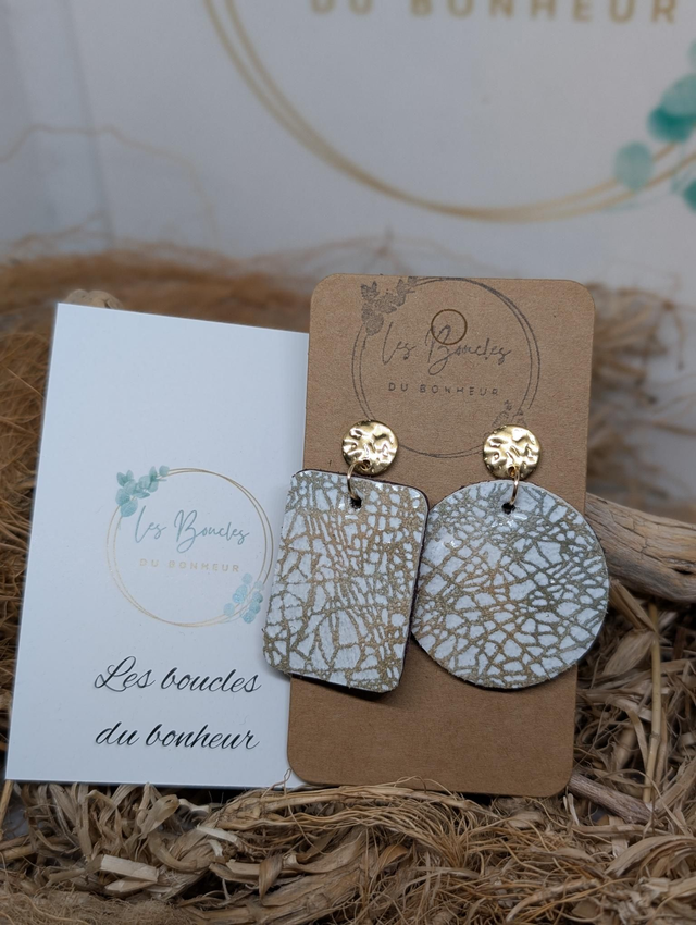 Boucles d&#039;oreilles Asymétrique effet craquelé as021