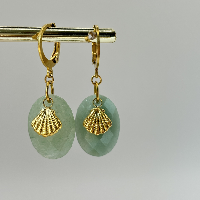 Dormeuses Shell Aventurine