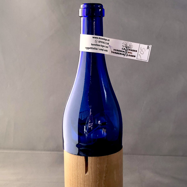 Portacandele bottiglia blu