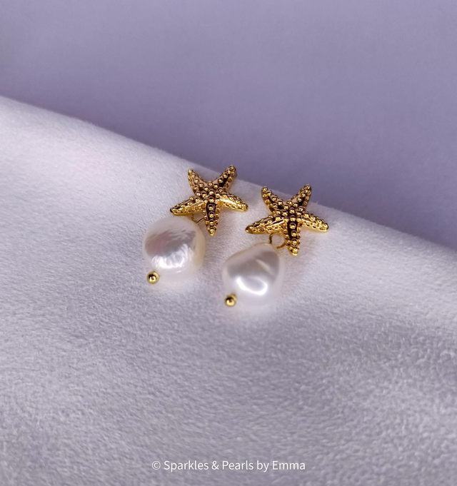 Starfish pearl earrings 