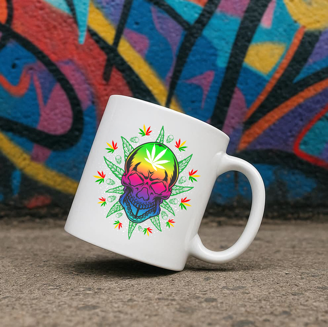 Cannabis Skull 11oz Ceramic Printed Mug Design