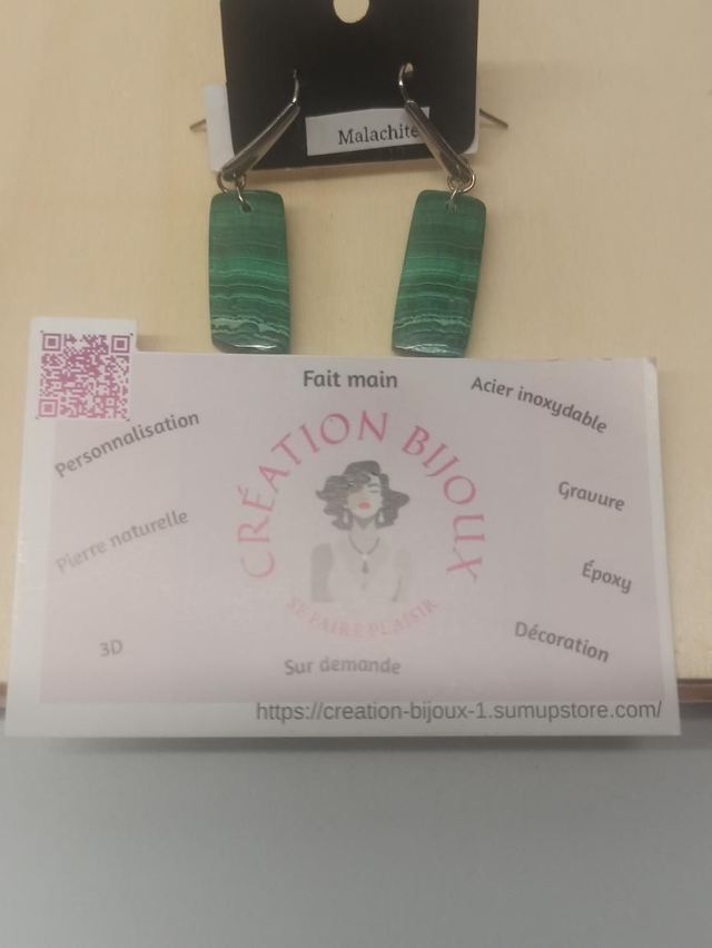 Boucle d'oreille malachite 