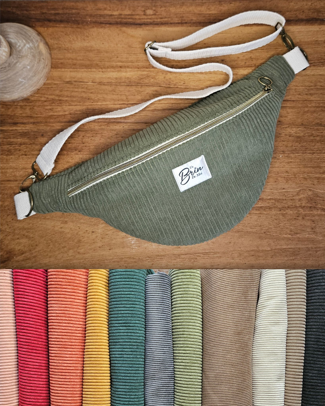 Personnalisez votre banane en velours côtelé vert kaki