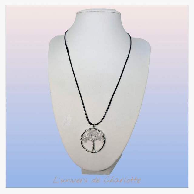 Pendentif "Cristal de roche" arbre de vie PN-305