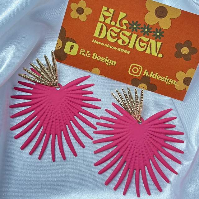 Abstract Gold and Pink Earrings