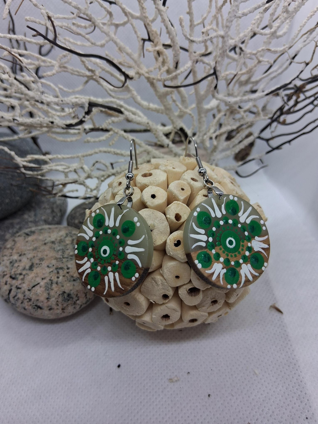 Boucles d'oreilles mandala vert