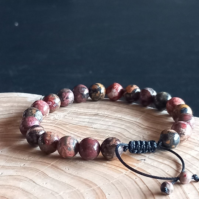 Bracelet ajustable en Jaspe léopard