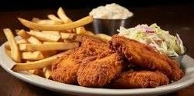 Chicken goujons , beans &amp; chips