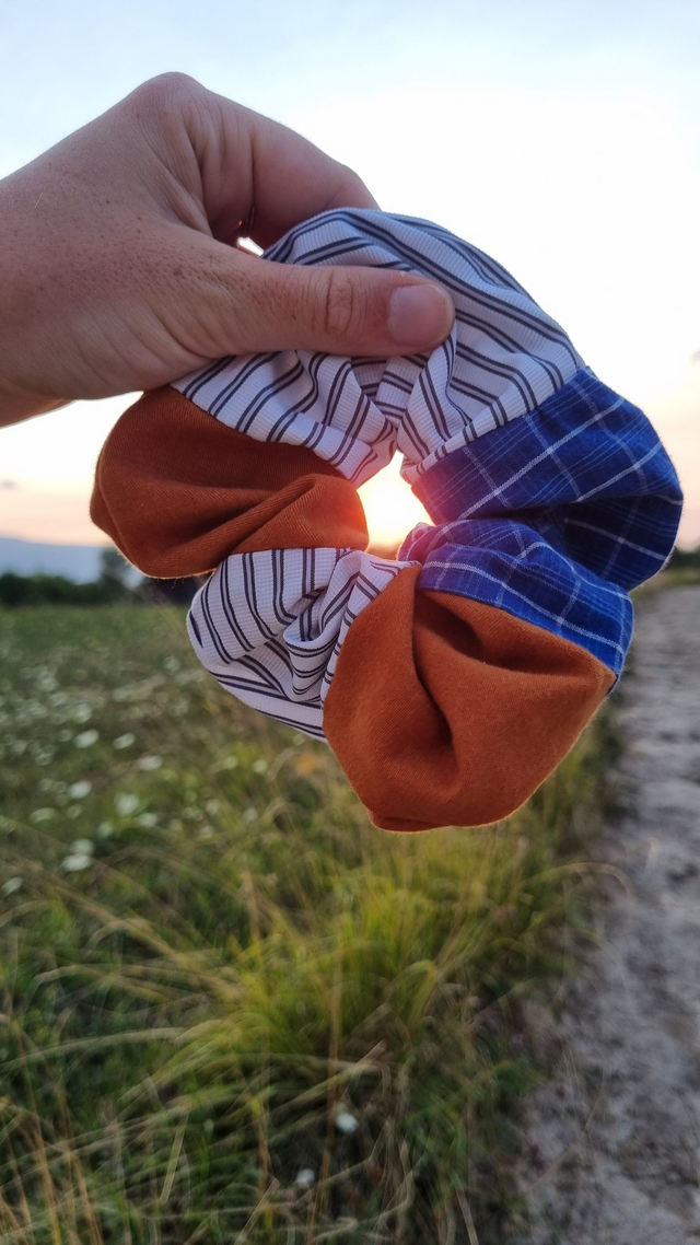 Chouchou chemise terracotta/bleu