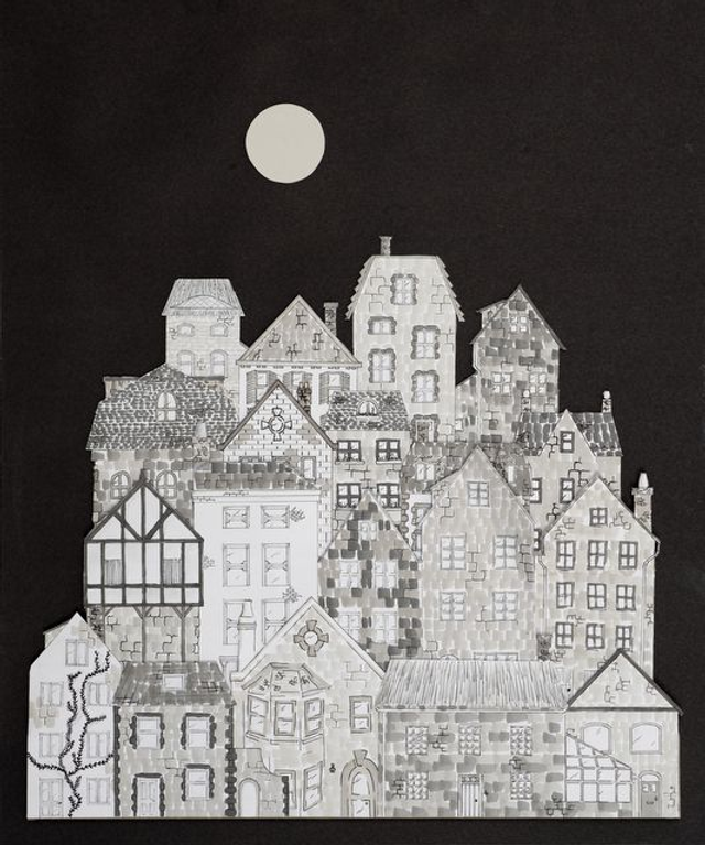 A Jumbled Guernsey Skyline - print of collage by Ziggy Pearce