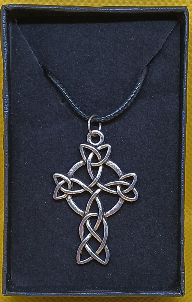 Tibetan Silver Celtic Knot Cross Pendant Necklace.