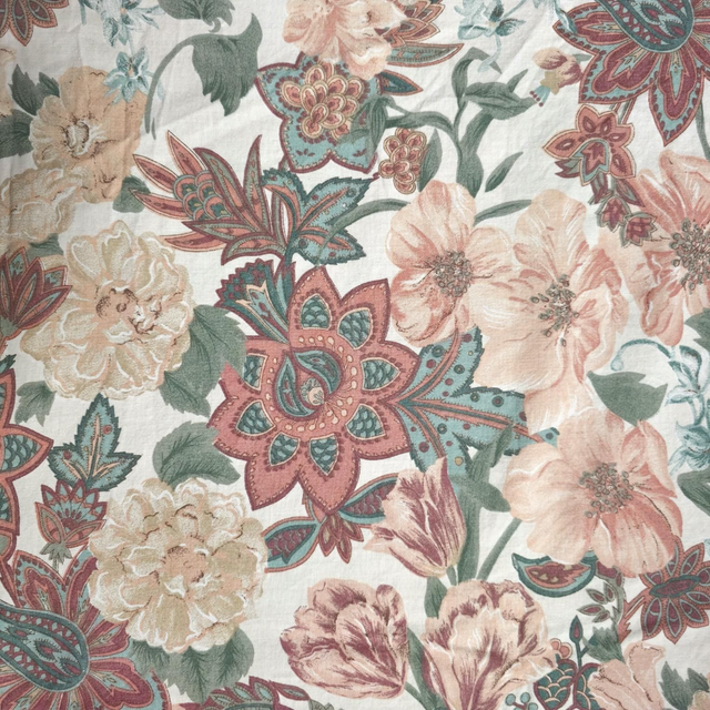 Tissu vintage fleurs beiges