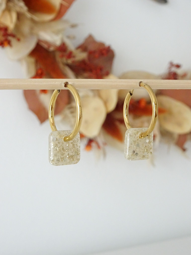 Mini Carré : Beige paillettes champagne