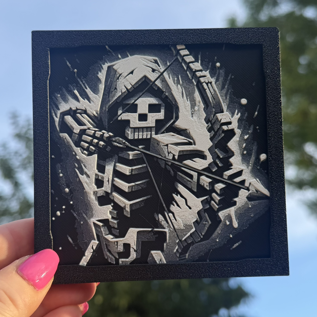Minecraft Skeleton Archer Mini HueForge Framed Wall Art – 10 × 10 cm