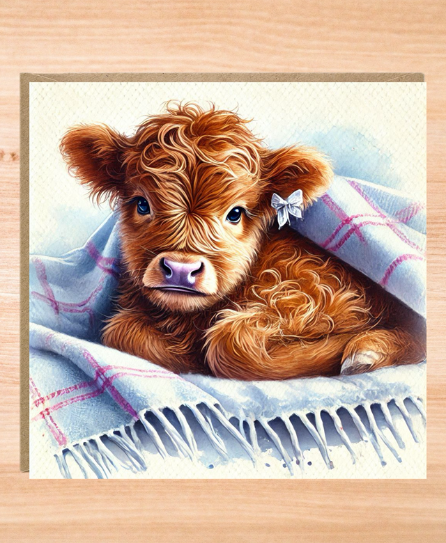 Highland Cow New Baby Card