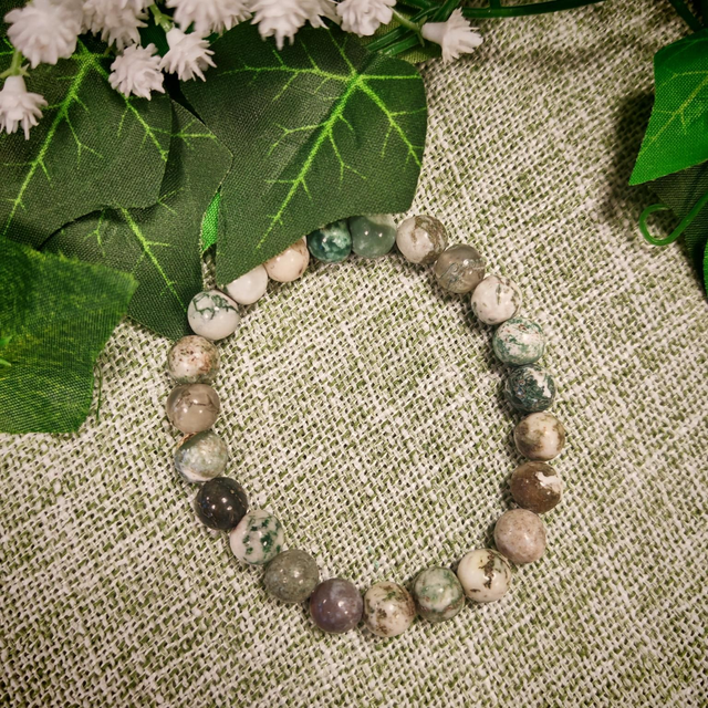 Bracelet 8mm agate arbre