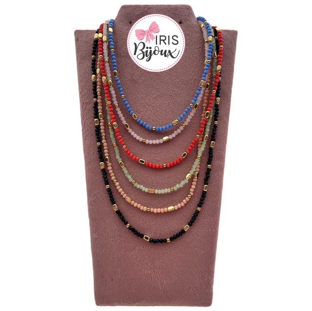 Collana pietrine colorate e pepite gold 