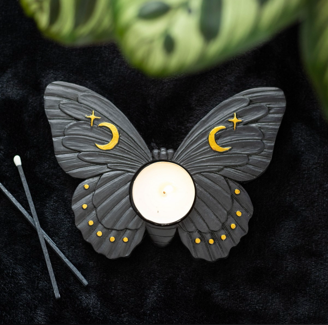 Black moth tea light / sphere holder