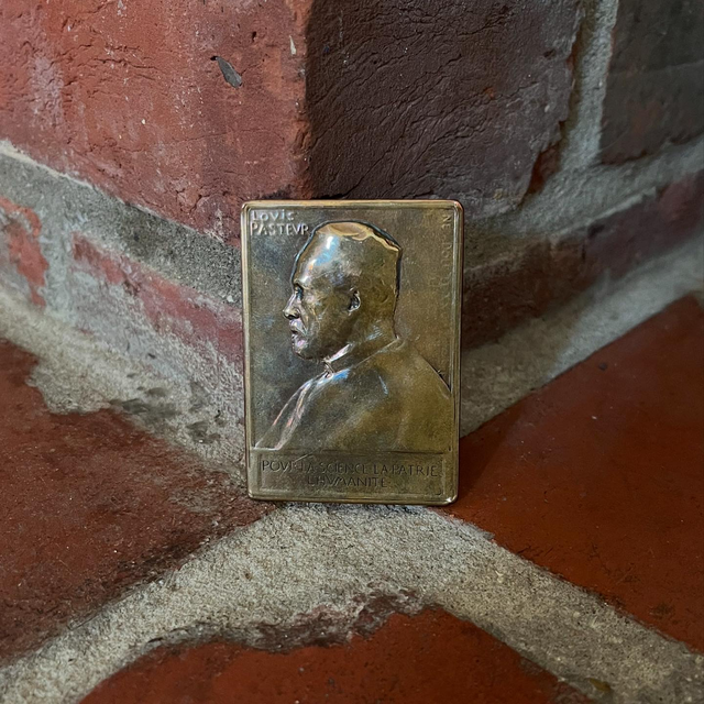 A French 1922 Louis Paseur 100th Anniversary Silver-clad Bronze Plaque 