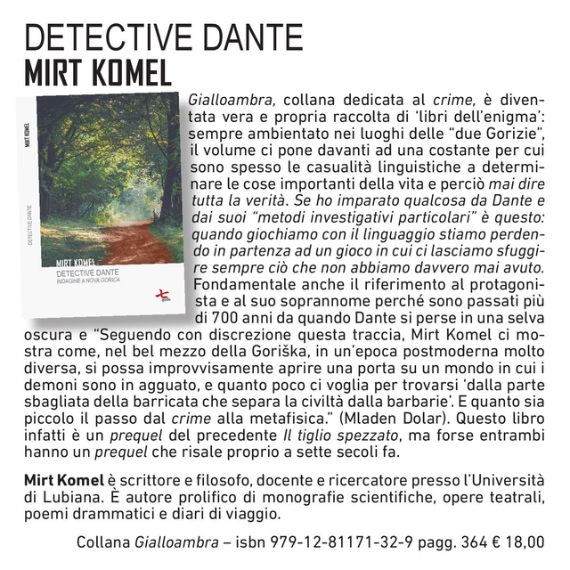 Mirt Komel, "Detective Dante. Indagine a Nova Gorica", qudulibri 2025 (trad. di Michele Obit)