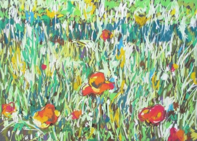 "Coquelicot" pastels secs sur papier