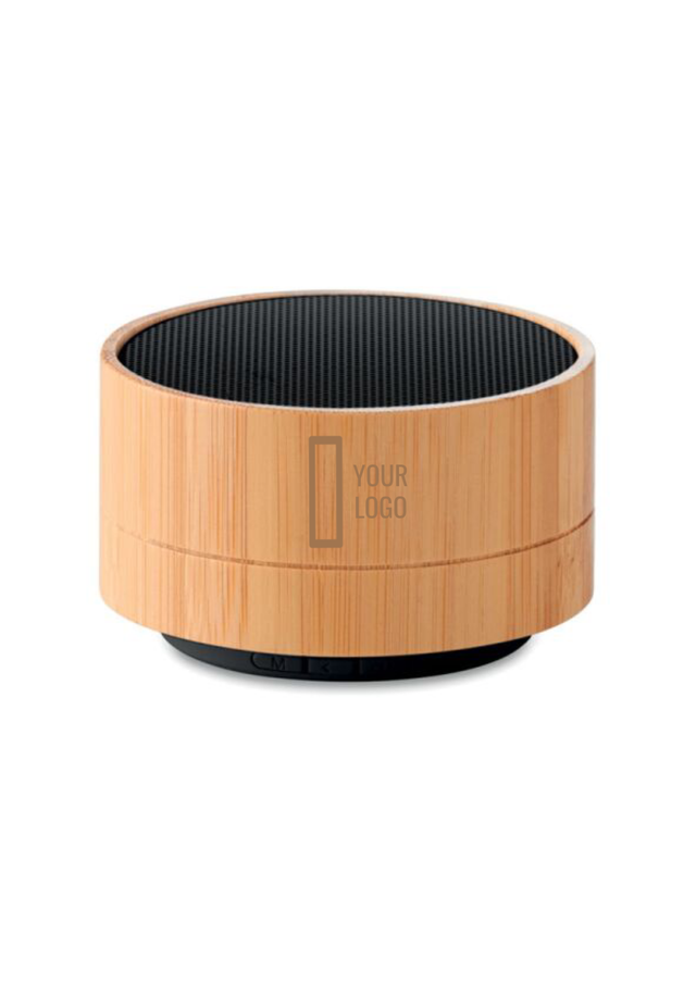 Round 3W bamboo wireless speaker