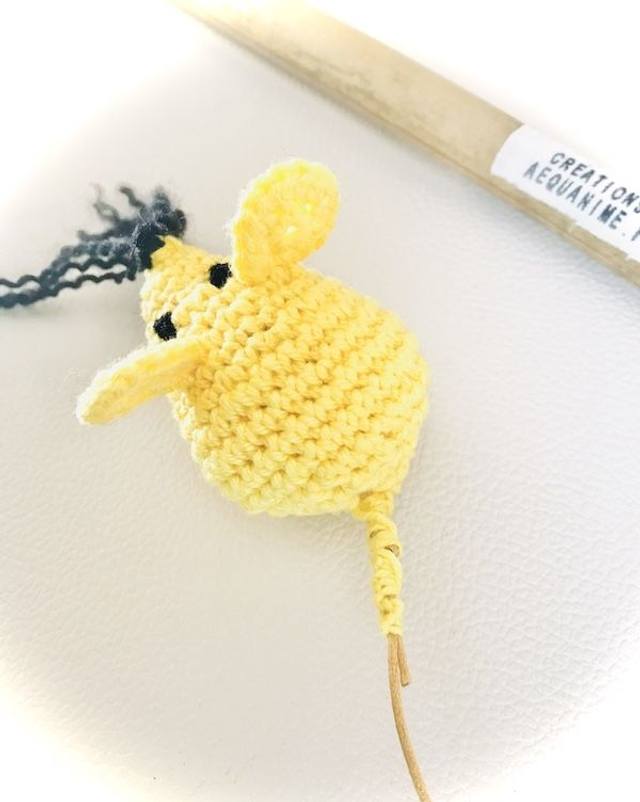 Canne à pêche souris jaune pour chat
