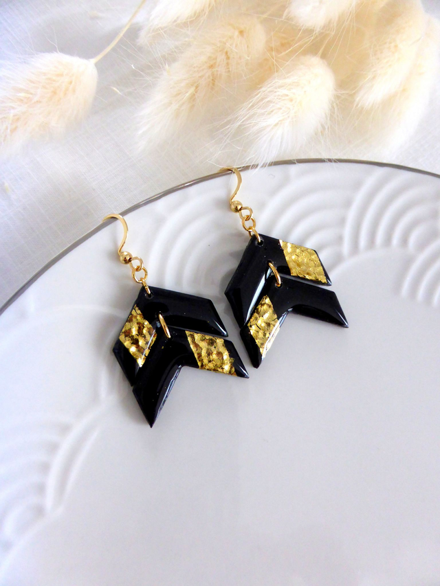 Boucles d'oreilles chevrons - Nuit dorée