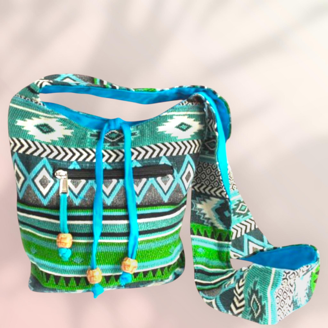 Besace Jacquard &quot;Turquoise&quot; BH-007