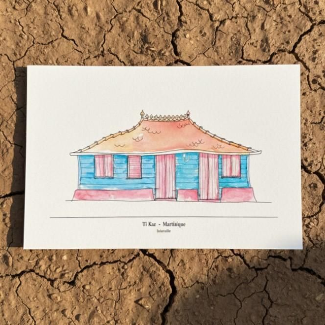 Carte postale A6 couleur - case créole #6 - Les Trois Ilets - Martinique - reproduction