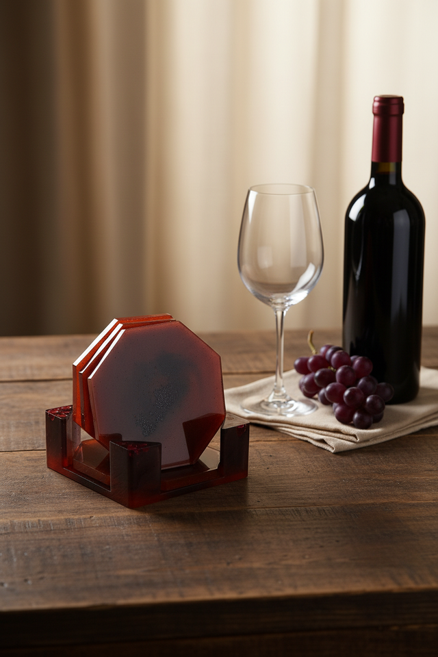 Lot de 4 dessous de verres et support 