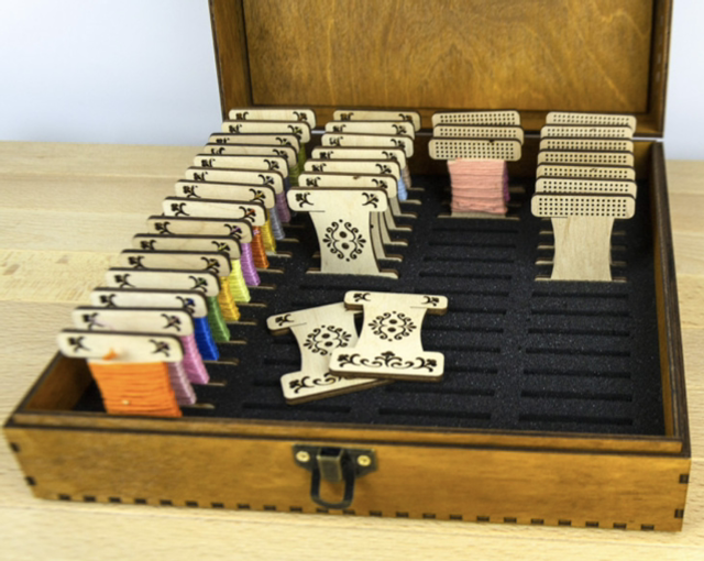 Wooden Bobbin Organiser