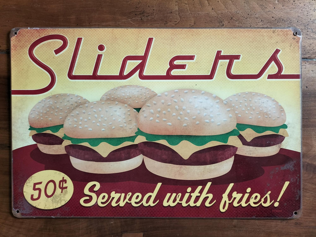 Plaque métal tôle épaisse / Sliders/ aspect vintage/ occasion T.B.E